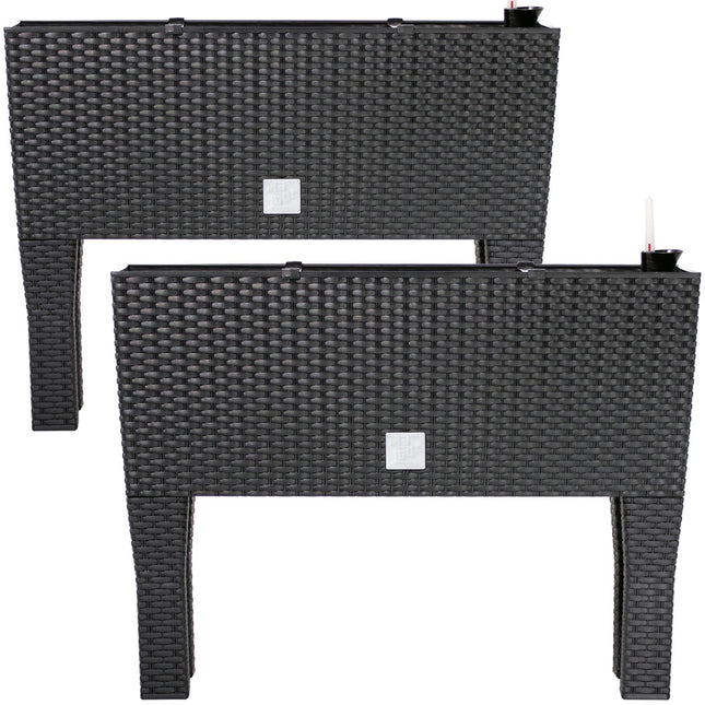Raised Planter Anthracite 60x25x46cm Rattan Design