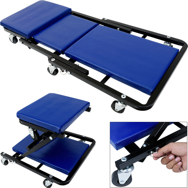 2in1 Car Creeper & Mechanics Stool Blue