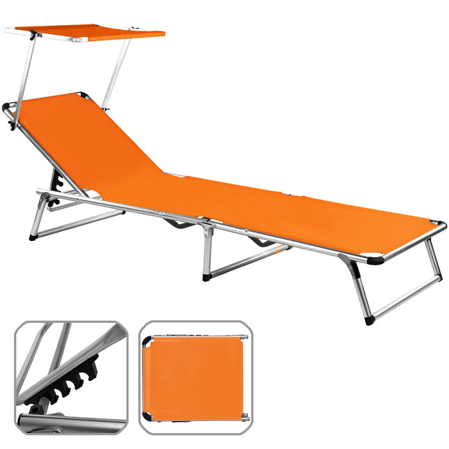 Alu Sun lounger Sylt with sun shade - orange
