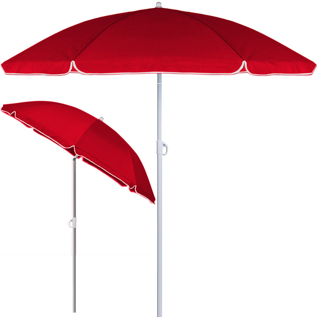 Beach Sun Parasol 200 cm - Height Adjustable Tilt Red