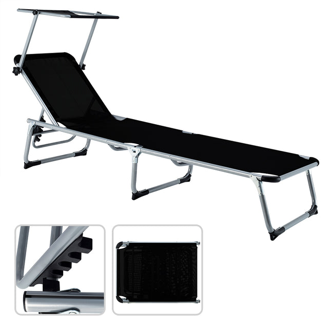 Aluminium Sun Lounger Sylt with Adjustable Sun Roof - max Capacity 120kg