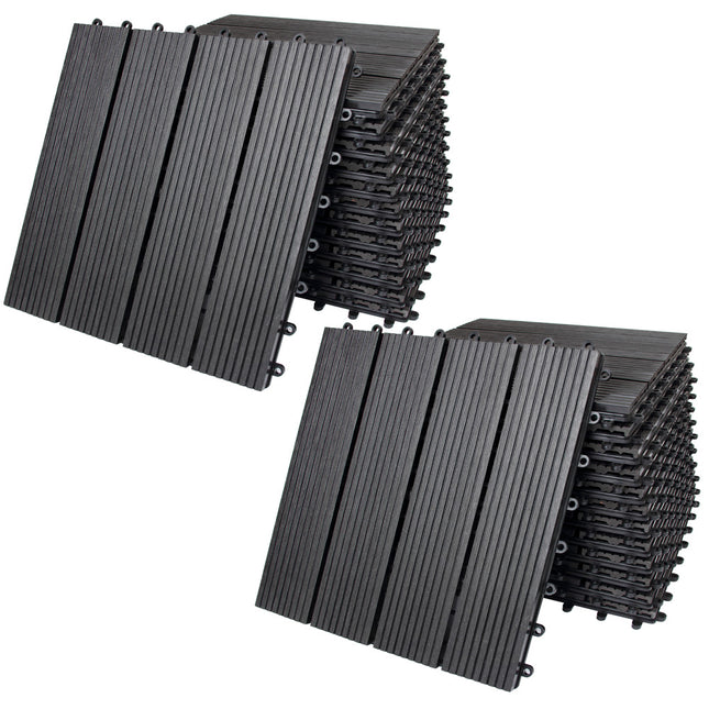 22x WPC Classic Anthracite composite wood patio tiles 30x30cm