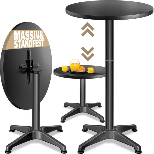 Bar table 2in1 black 60cm height adjustable folding