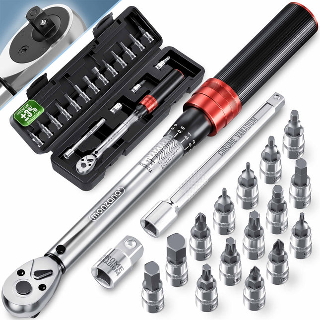 Torque spanner set 18-piece bicycle/motorbike