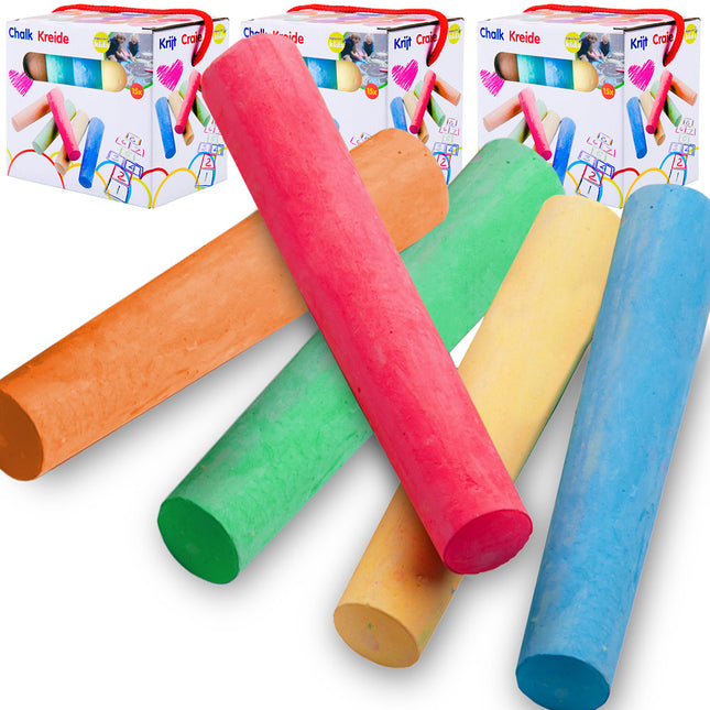 50x Kids Street Chalk Set in 5 Colours - 750 Pcs