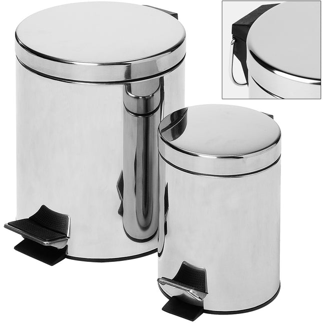 2 pcs Set Waste Bin/Cosmetic Bin with Foot Pedal for Kitchen and Bath 10L and 3L