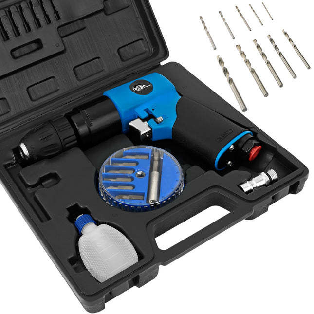 20 pcs Compressed Air Drill Set with direct quick-action drill chuck