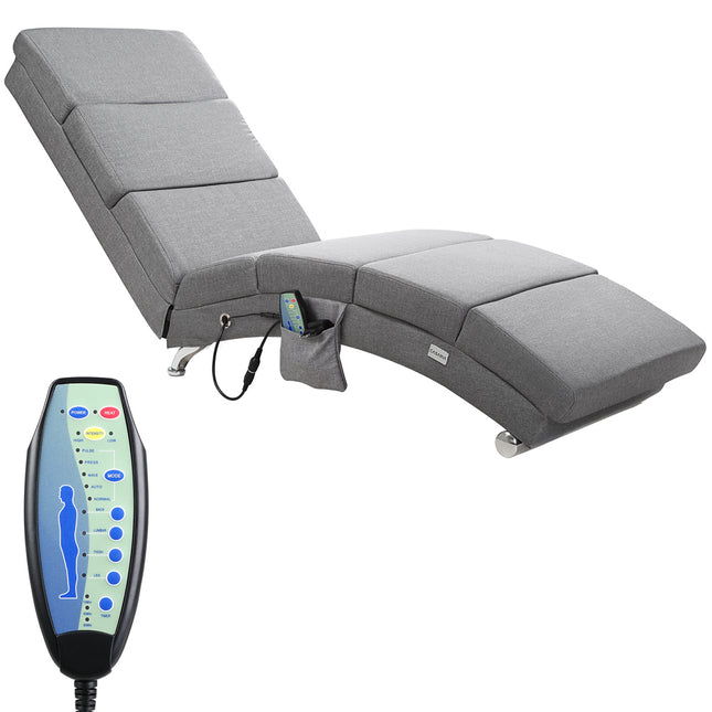 Chaise Lounge London Grey with Massage & Heating Function