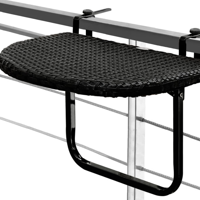 balcony hanging table space-saving foldable, height-adjustable, black