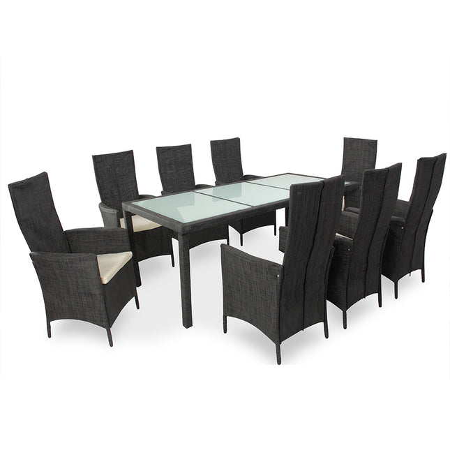 17 Pieces Table and Chairs Set with Glass Table Top