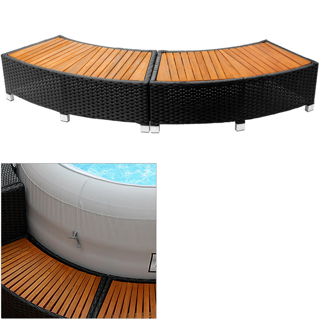 2 Pieces Set Poly Rattan Access Step Hot Tub Swimming Pool