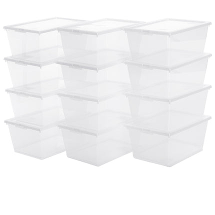 12 Pieces Storage Box Set - w/ Lid - Stackable - Transparent
