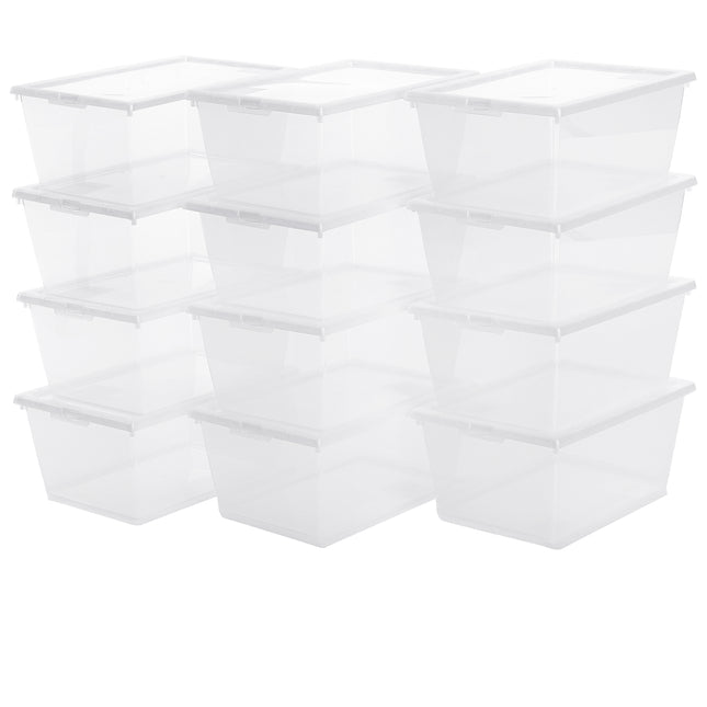 12 Pieces Storage Box Set - w/ Lid - Stackable - Transparent