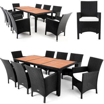 8 Seat Rattan Garden Dining Set Palermo Black