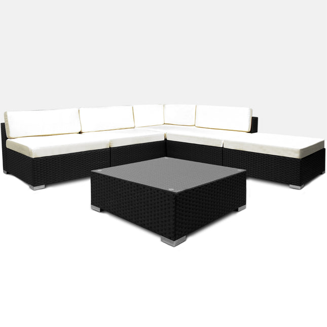 16 pcs POLY RATTAN Garden furniture set - Lounge outside - Flexibly combinable